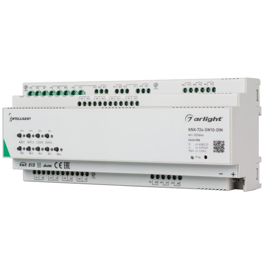 Arlight INTELLIGENT Релейный модуль KNX-724-SW10-DIN (BUS, 24х10A) (-) 025664 — миниатюра 4