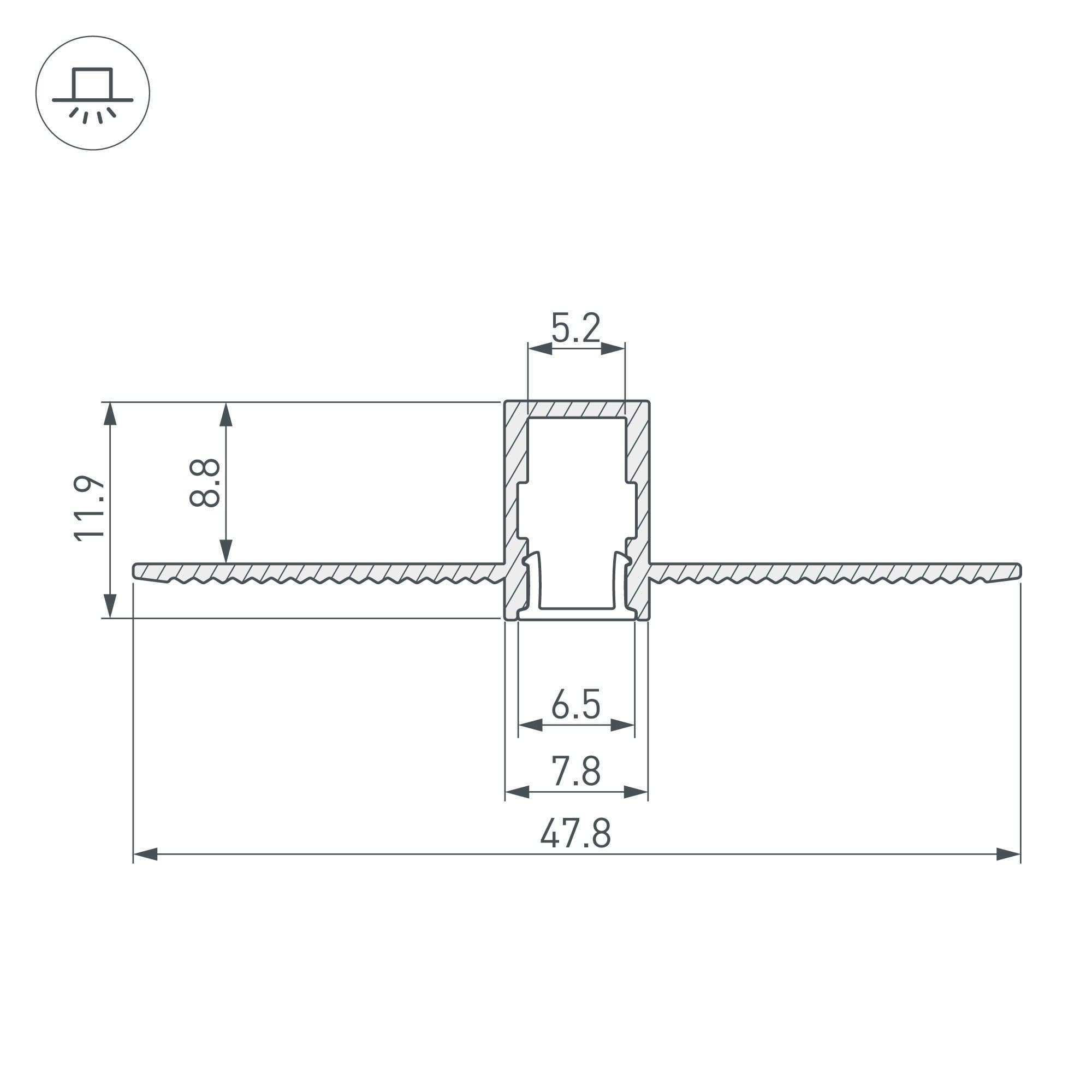 Arlight Профиль SL-LINIA8-FANTOM-2000 ANOD (Алюминий) 034986 — миниатюра 2