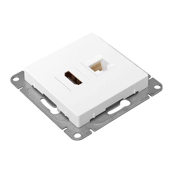 EKF Механизм розетки HDMI+RJ45 (cat5), белый Эпика — миниатюра 9