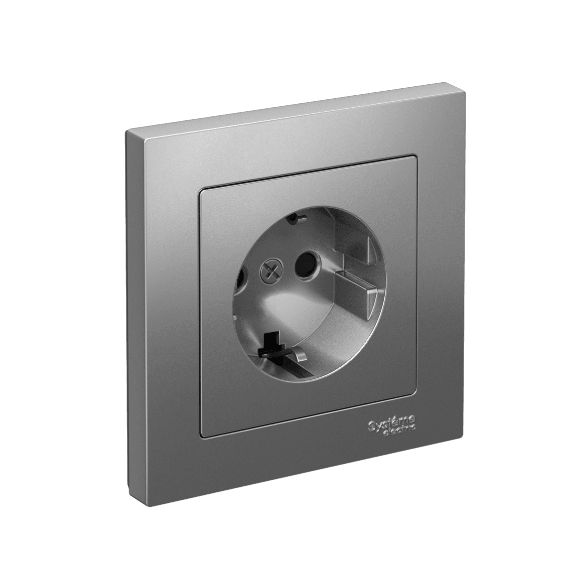 Systeme Electric AtlasDesign Сталь Розетка с заземлением со шторками, 16А, в сборе, быстрозажим. клем.