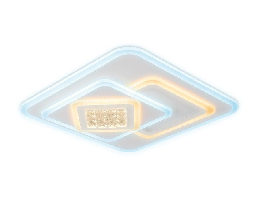 Ambrella Потолочный светодиодный светильник с хрусталем FA255 WH белый 118W 500*500*80 (ПДУ РАДИО 2.4) — миниатюра 3