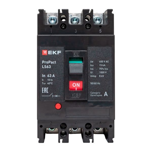 EKF Выключатель автоматический в литом корпусе ProPact LS63 63А 3P 15кА — миниатюра 2