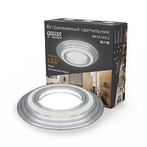 Gauss Светильник Backlight BL138 Кругл. Хром. Gu5.3, 3W, LED 3000K