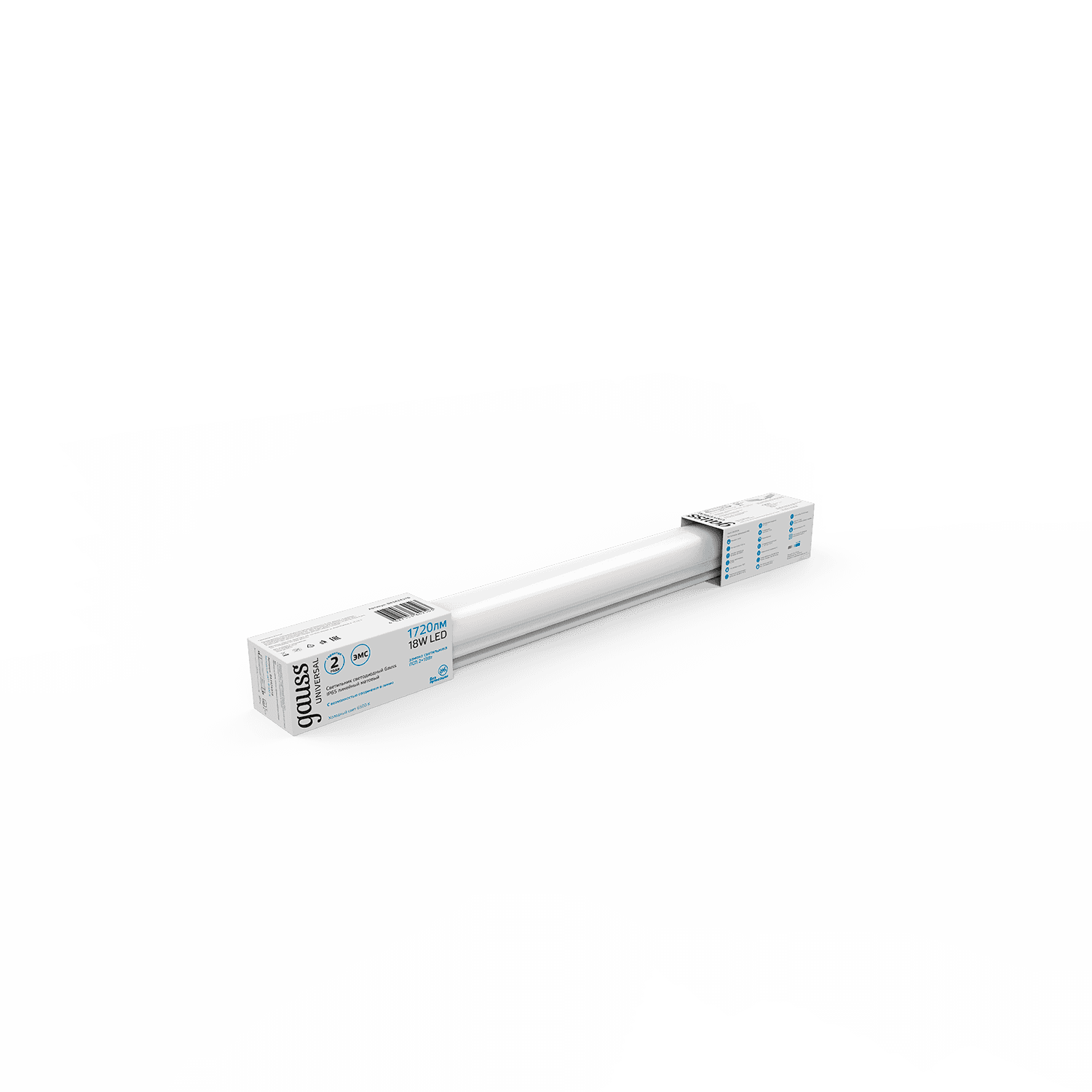 Gauss Светильник линейный UNIVERSAL 18W 1720lm 6500K 185-265V IP65 570*60*55мм соед в лин LED 843424318 — миниатюра 6