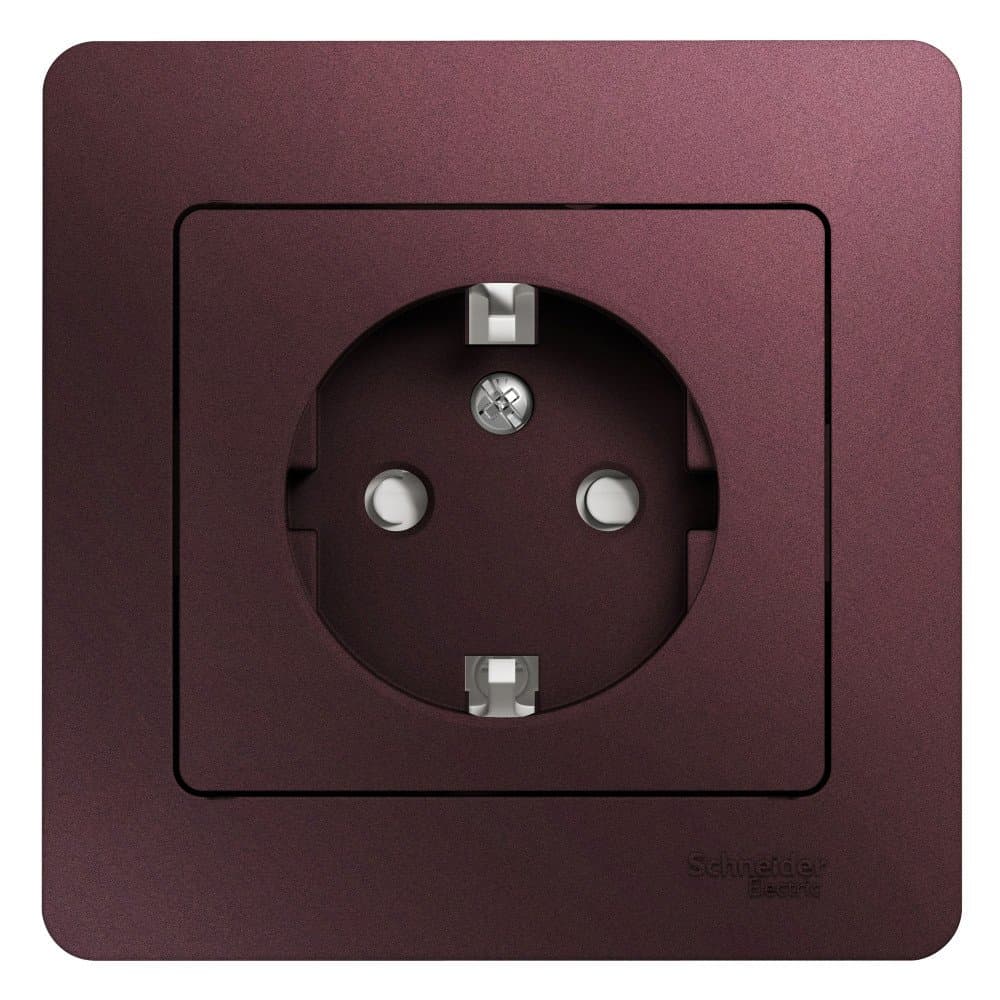 Systeme Electric Glossa Баклажановый Розетка с/з со шторками (в сборе)