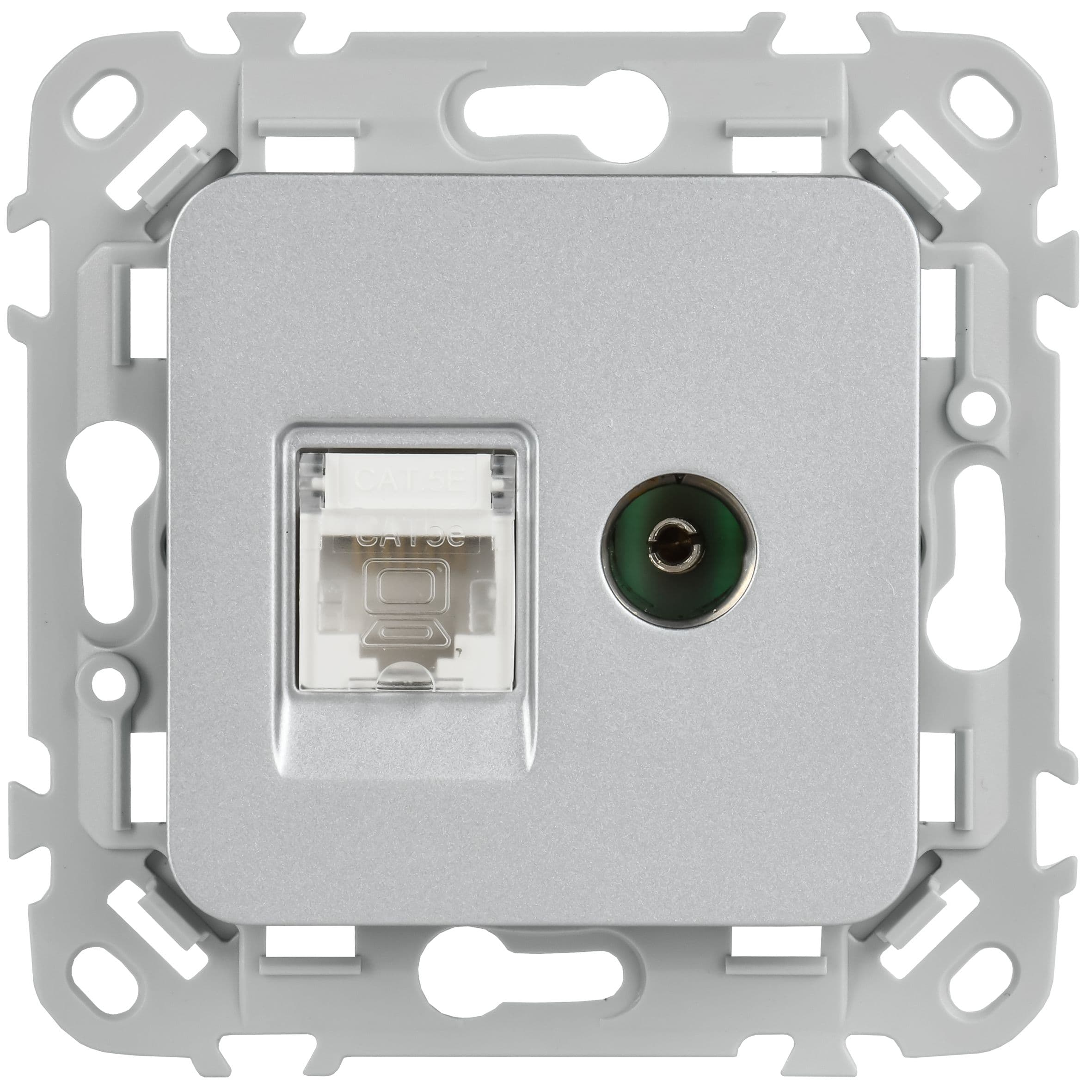 IEK FLITE Алюминий Розетка 2-местная RJ45/TV категория 5Е UTP — миниатюра 2