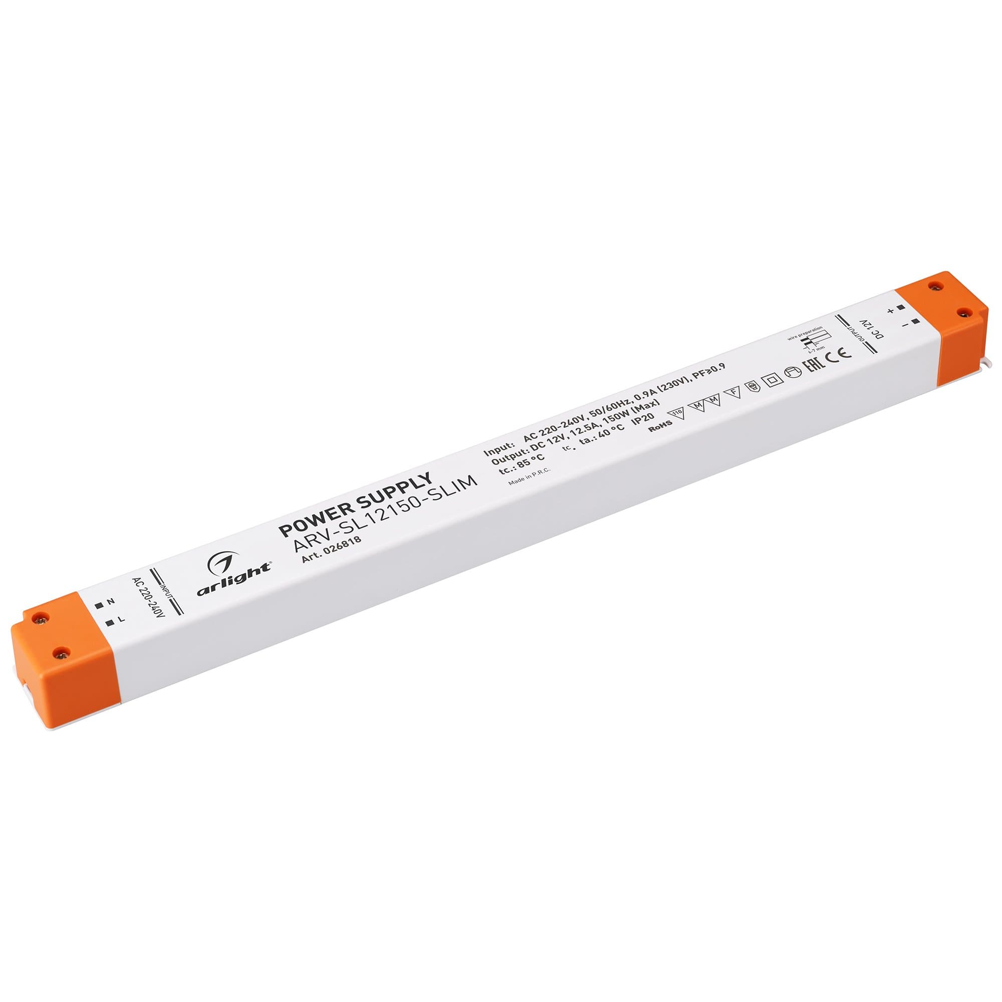 Arlight Блок питания ARV-SL12150-SLIM (12V, 12.5A, 150W, PFC) (IP20 Пластик, 3 года) 026818