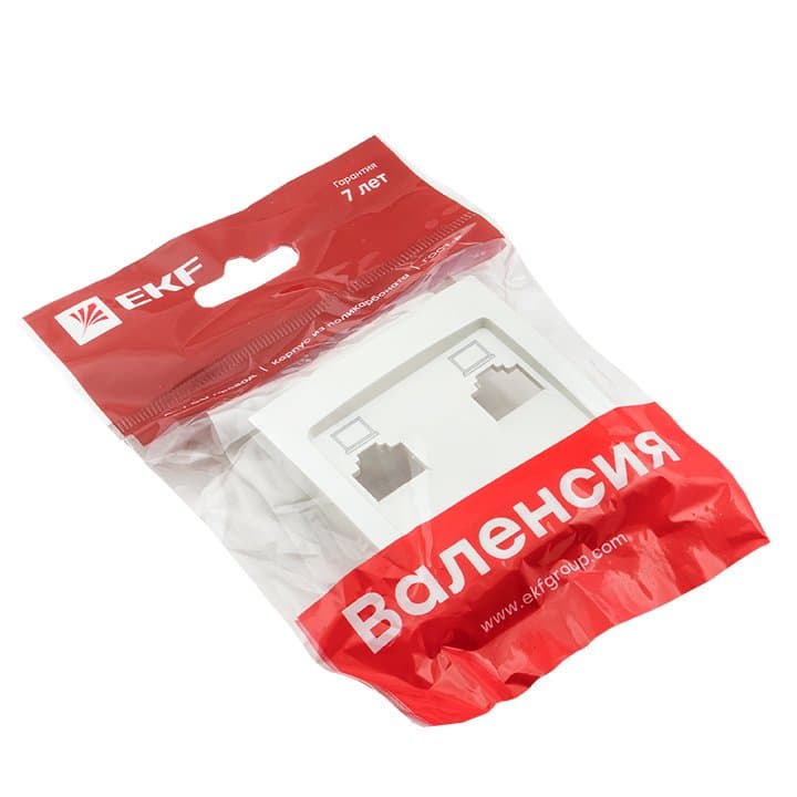 EKF PROxima Валенсия лицевая панель розетки RJ-45 2-местная жемчуг — миниатюра 2