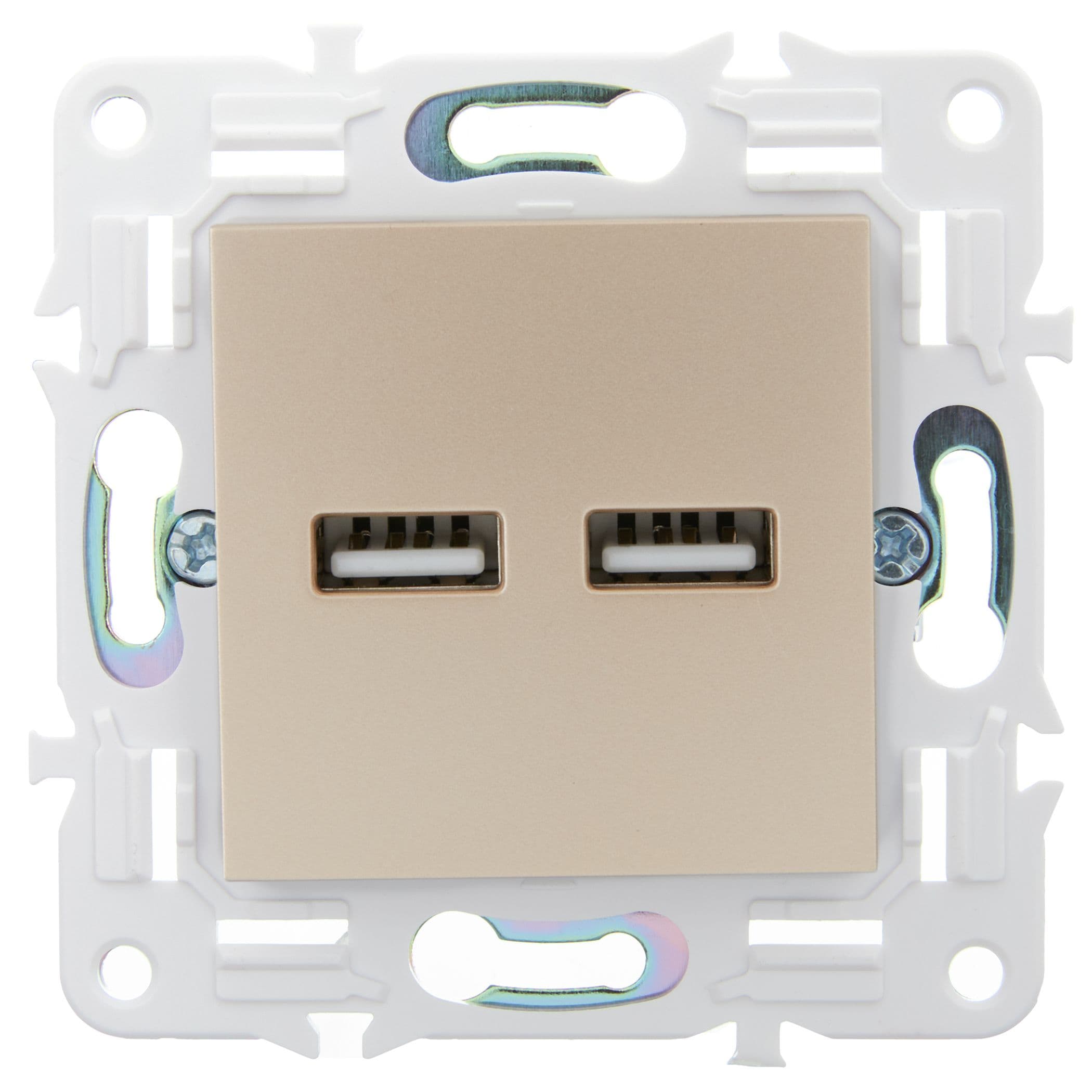 IEK SKANDY Песочный Розетка USB A+A 3,1А SK-R15Sa — миниатюра 2