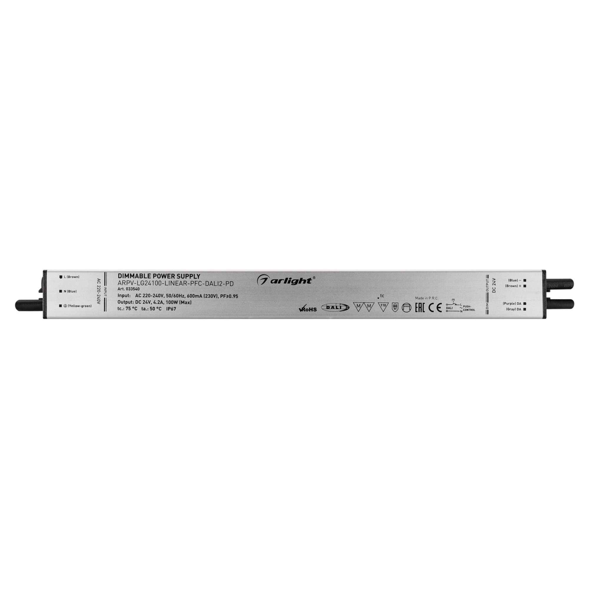 Arlight Блок питания ARPV-LG24100-LINEAR-PFC-DALI2-PD (24V, 4.2A, 100W) (IP67 Металл, 5 лет) 033540 — миниатюра 2