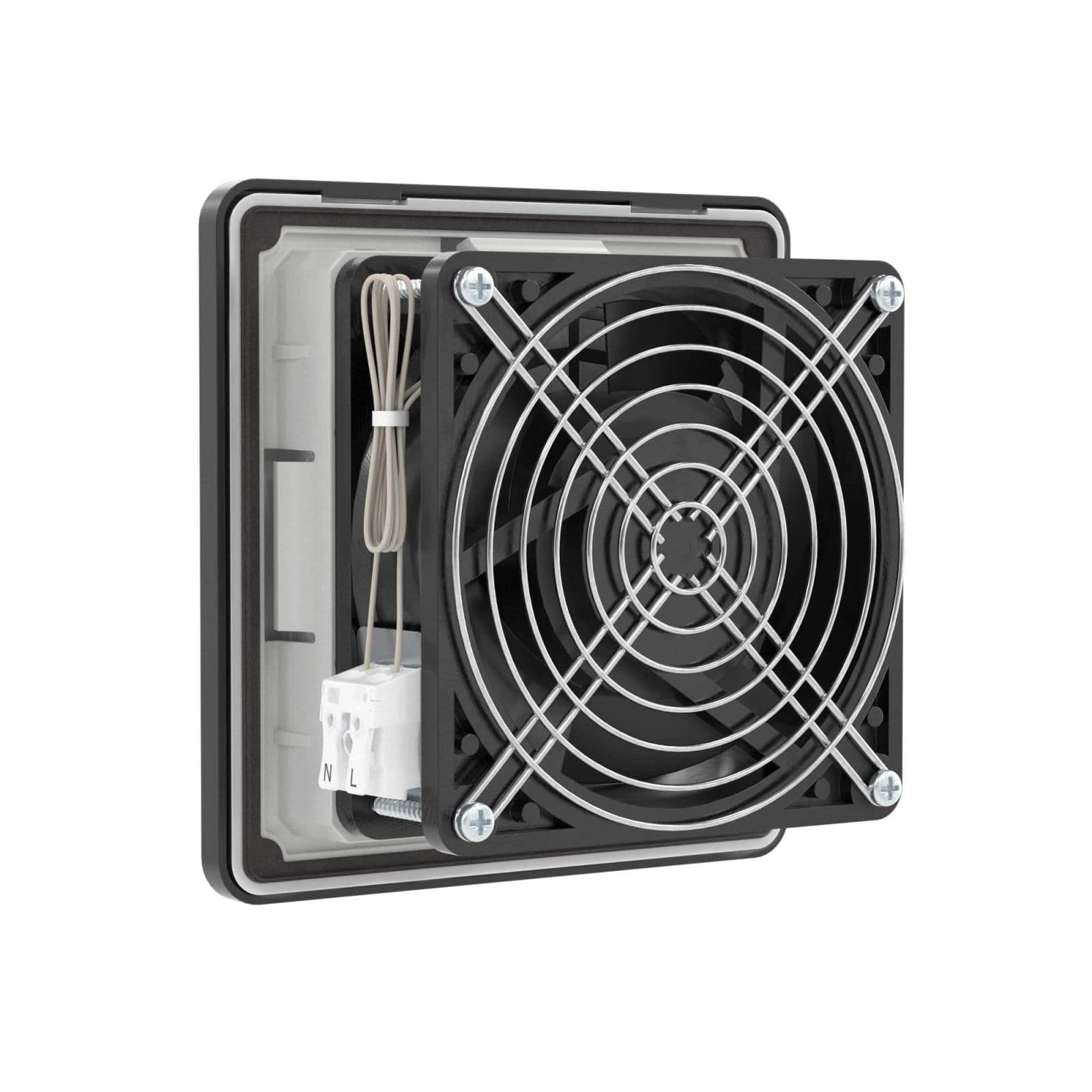 DKC Вентилятор с фильтром RV 44/46 м3/ч, 230 В, 150x150 мм, IP54, RAL9005 — миниатюра 2