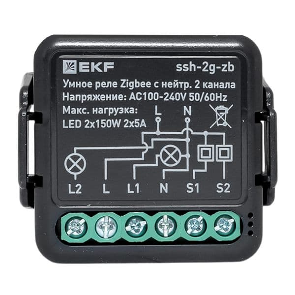EKF Умное реле в подрозетник 2-канальное с нейтралью Zigbee Connect Select — миниатюра 2