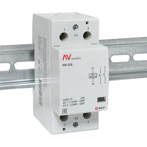 EKF Контактор модульный КМ 63А 2NO 230В АС (2 мод.) AVERES — миниатюра 2
