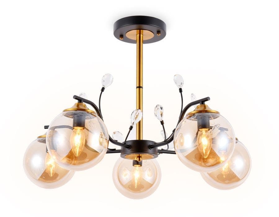 Ambrella Подвесная люстра TR9072/5 BK/TI черный/янтарь E14 max 40W D620*420 — миниатюра 1