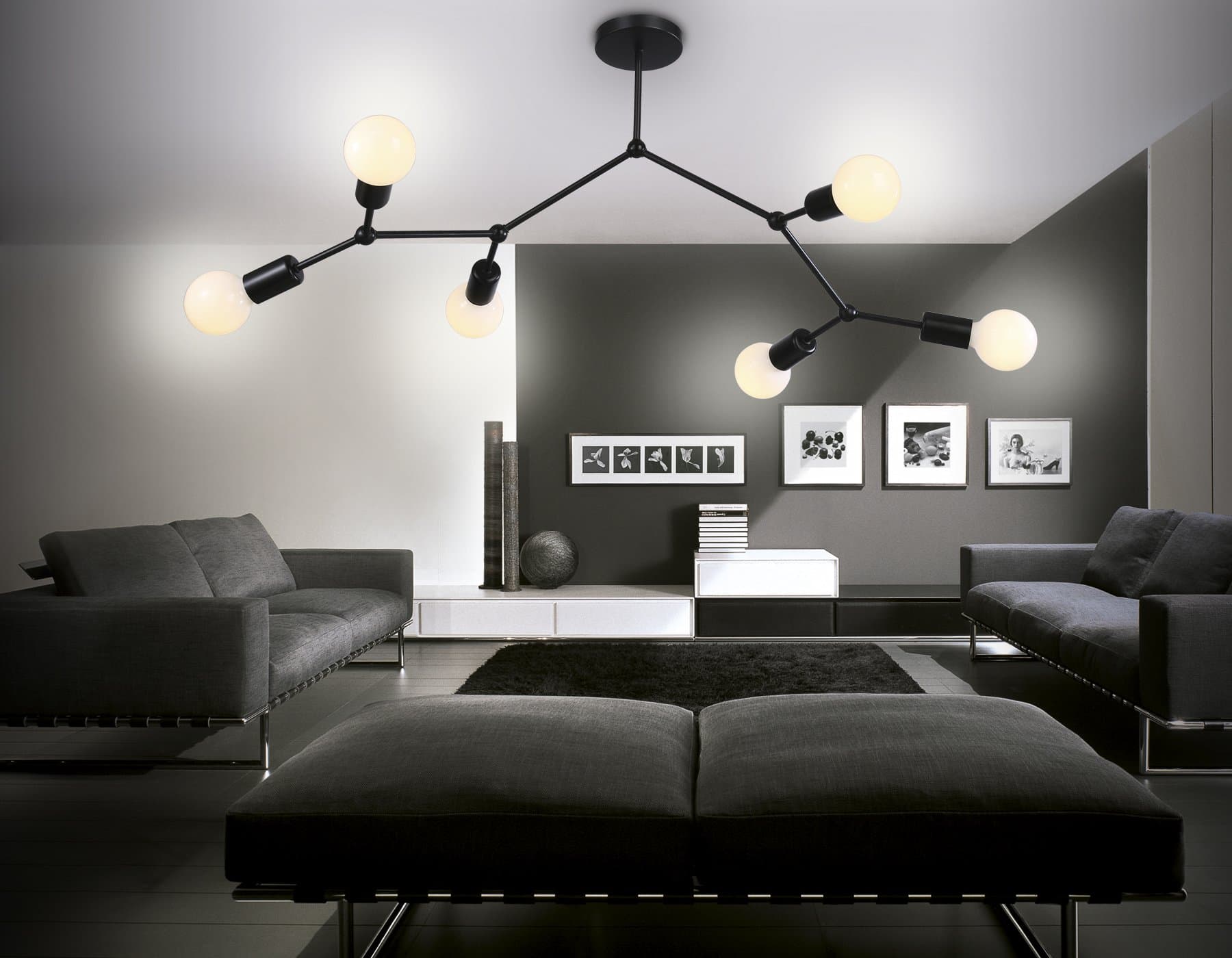 Ambrella Потолочный светильник в стиле лофт TR8036/6 BK черный E27*6 max 40W D670*590 — миниатюра 2