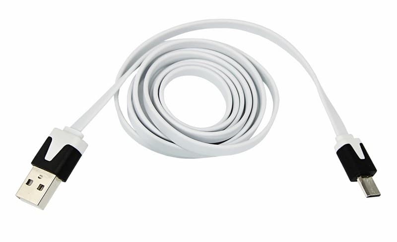 USB кабель универсальный microUSB шнур плоский 1М белый Rexant 18-4274