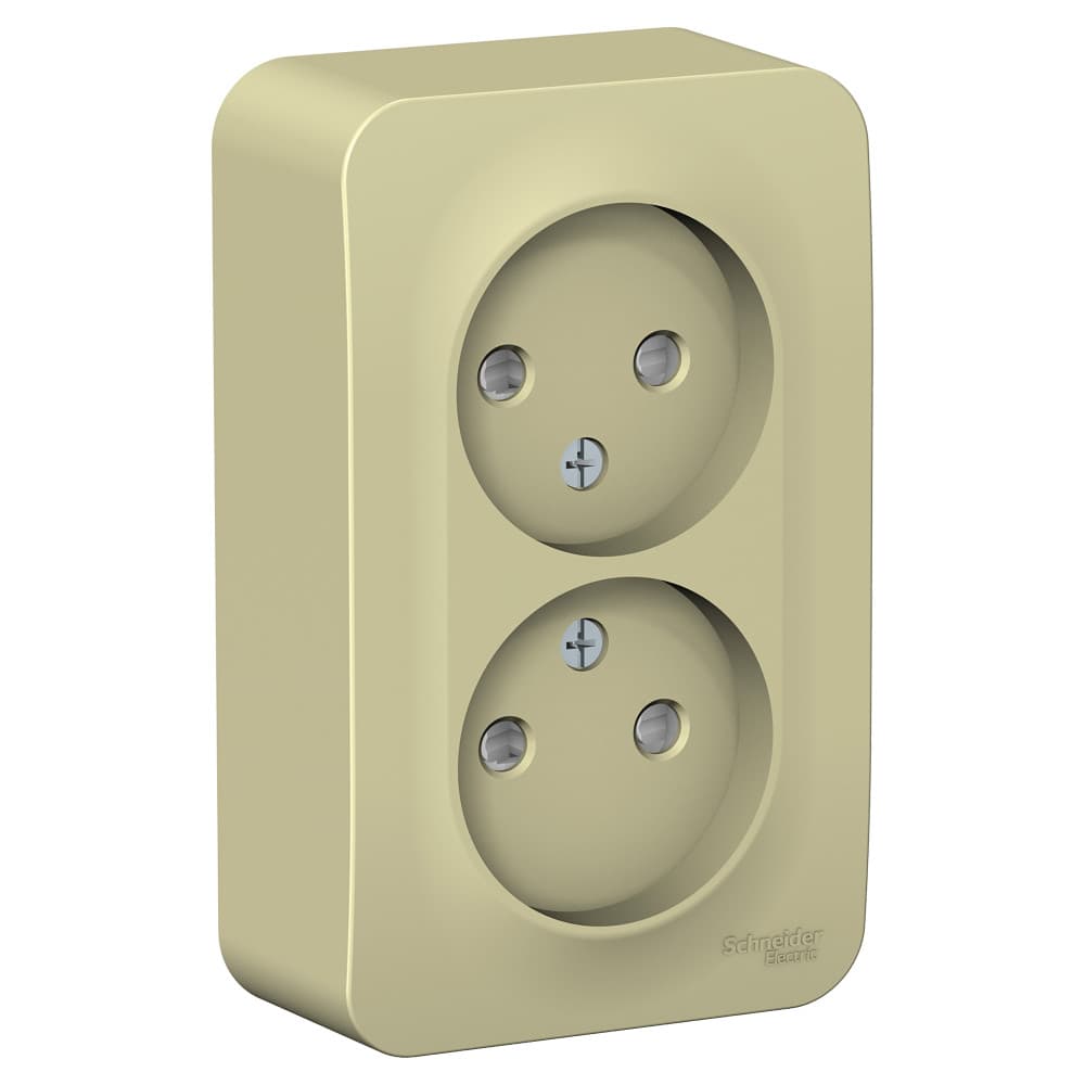 Systeme Electric Blanca наруж Беж Розетка 2-ая б/з со шторками, изолир. пластина 16А, 250В — миниатюра 1