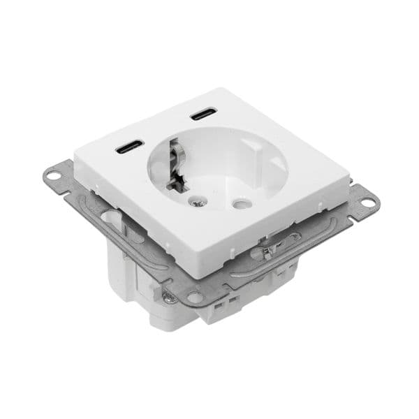 EKF Механизм розетки с USB-C - 2шт, 16А, с заземлением, со шторками, белый Эпика — миниатюра 11