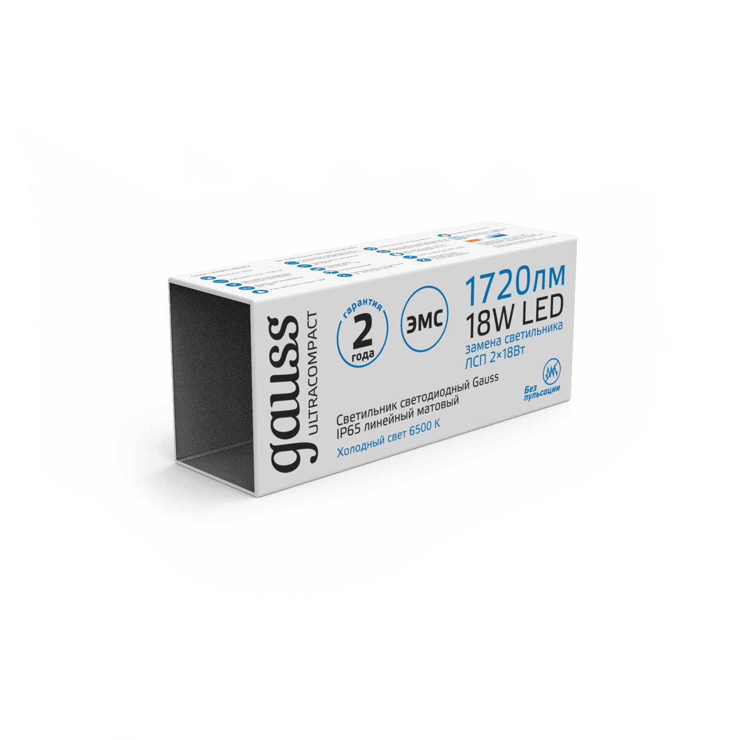 Gauss Светильник линейный ULTRACOMPACT 18W 1720lm 6500K 185-265V IP65 590*40*30мм LED 143424318 — миниатюра 6
