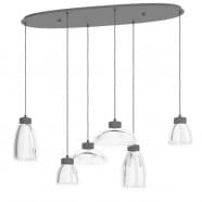 Eglo 390301 Подвесной светильник SARNARRA димм, 6x6W(LED), L1280, B545, H1500, 6х380lm, сталь, черный/стекло с н