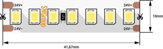 SWG Лента светодиодная ПРО 2835, 168 LED/м, 17,3 Вт/м, 24В , IP20, Цвет: Нейтральный белый 005268