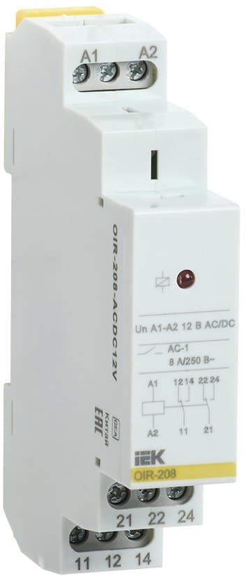 IEK ONI Промежуточное реле OIR 2 контакта (8А) 12 В AC/DC