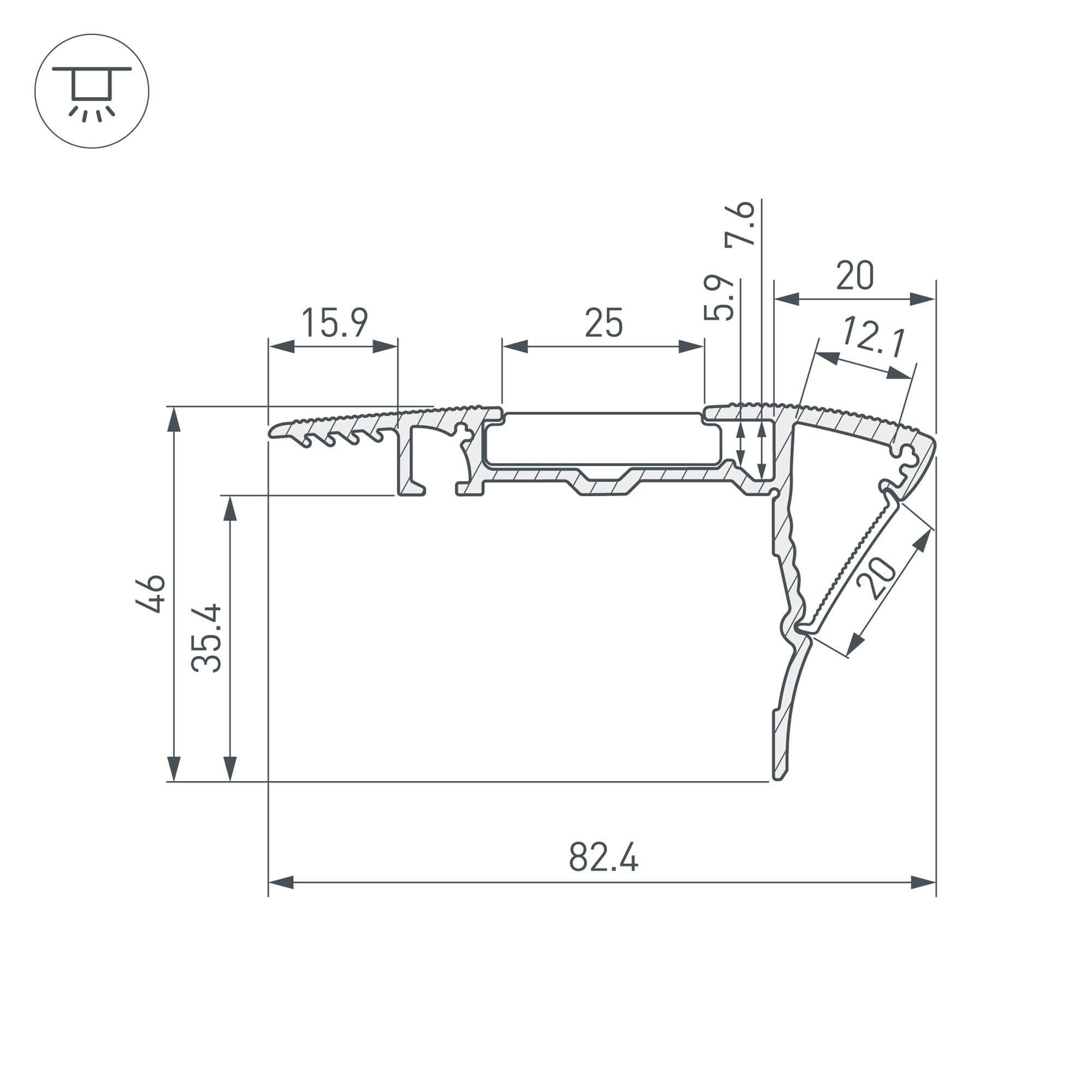 Arlight Профиль с экраном ALU-STAIR-DK-2000 ANOD+FROST (Алюминий) 015473 — миниатюра 3