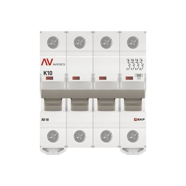 EKF Выключатель автоматический AV-10 4P 10A (K) 10kA AVERES — миниатюра 4