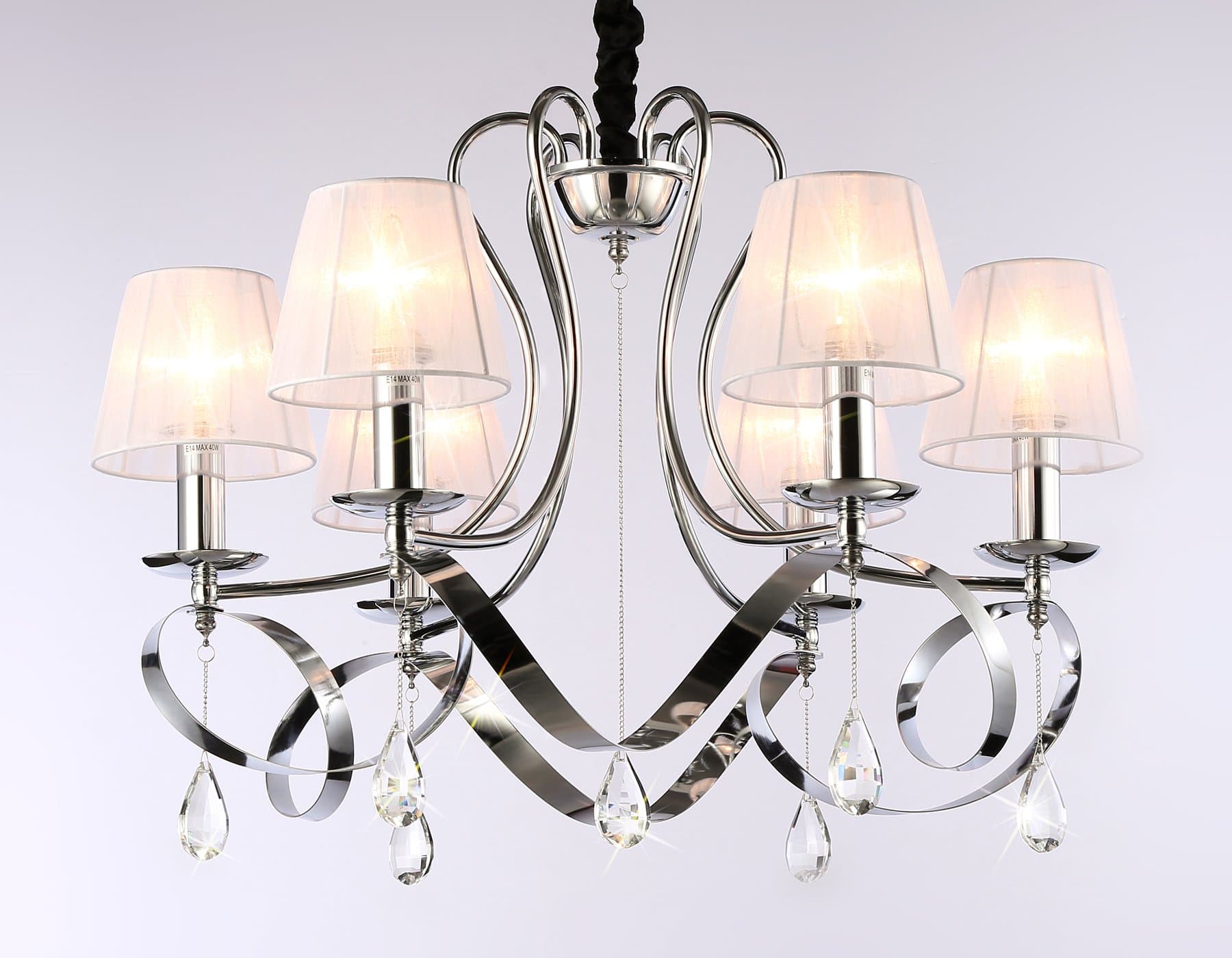 Ambrella Подвесная люстра с абажурами TR4545/6 CH/WH хром/белый E14/6 max 40W D660*430