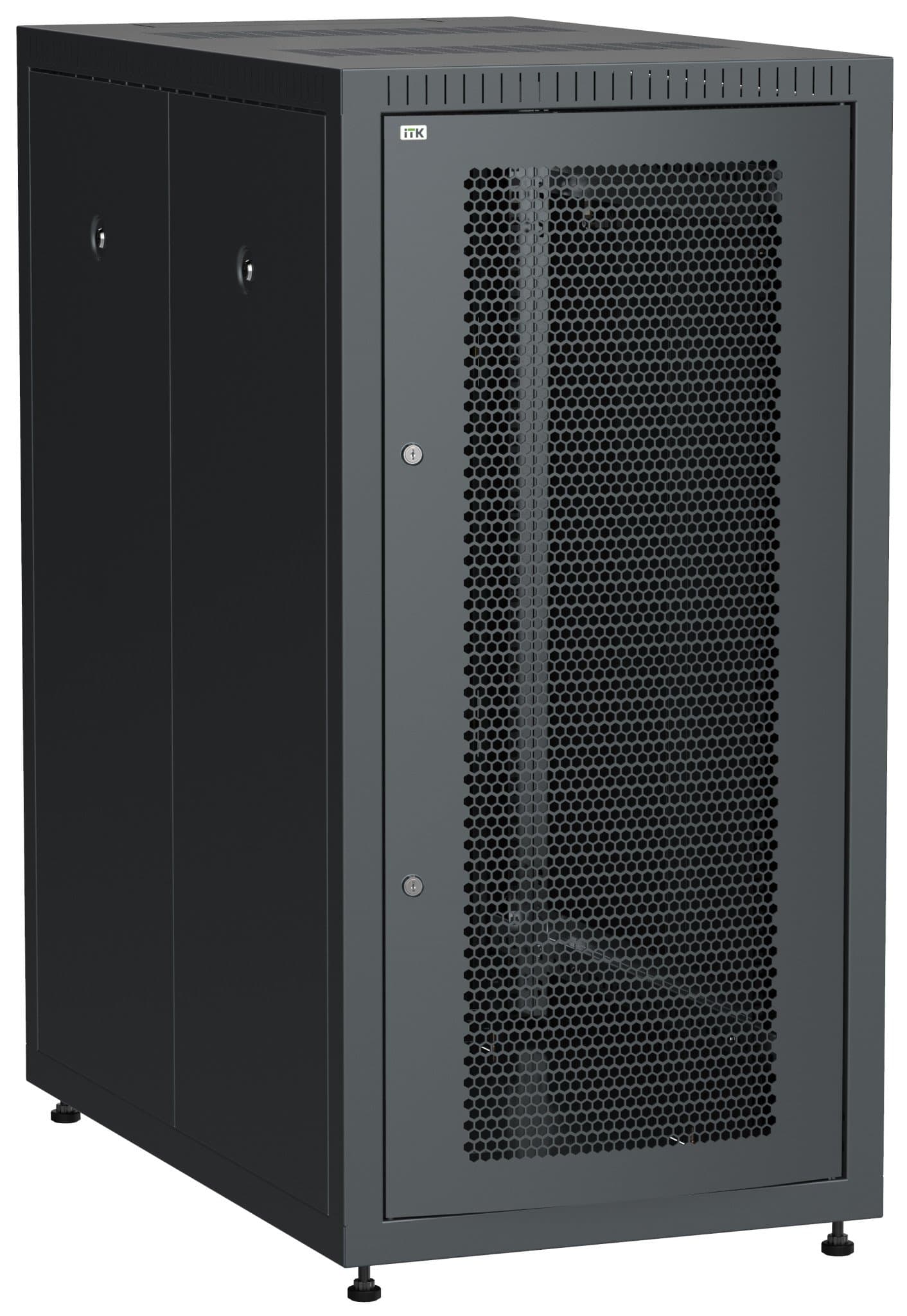 IEK LINEA E ITK Шкаф LINEA E 24U 600х1000мм двери 2шт перфорированные и металлические черные LE05-24U61-PM — миниатюра 1