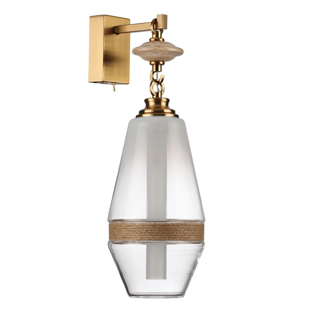Odeon Light 5441/1W PENDANT ODL_EX26 035 сатинированн.латунь/прозрачн./металл/стекло/травертин/веревка Настенный светильник G9 LED 6W KREMA