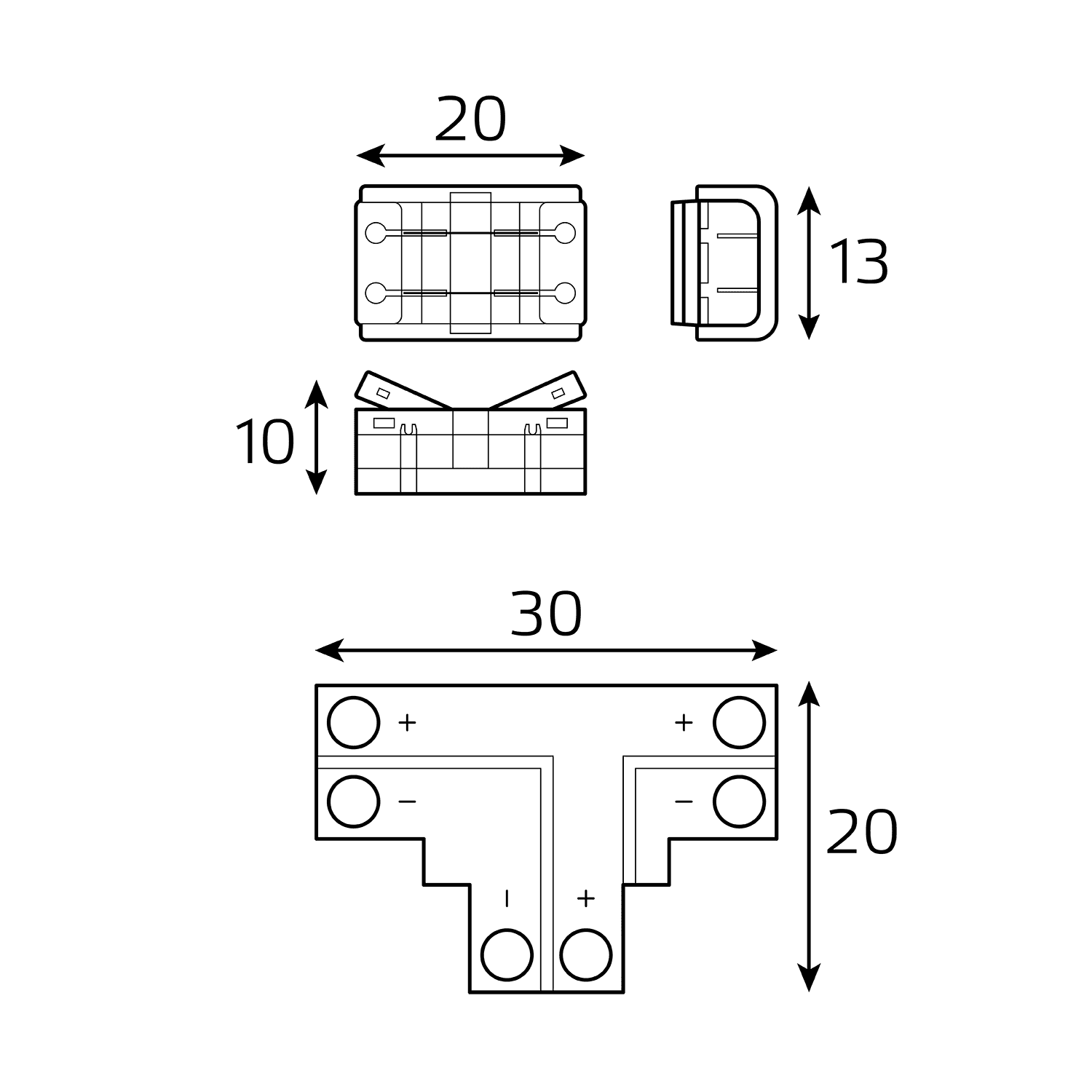 Gauss Набор коннекторов Basic: Т-образный коннектор, 3 клипсы, 8-10 мм, IP20 BT400 — миниатюра 4