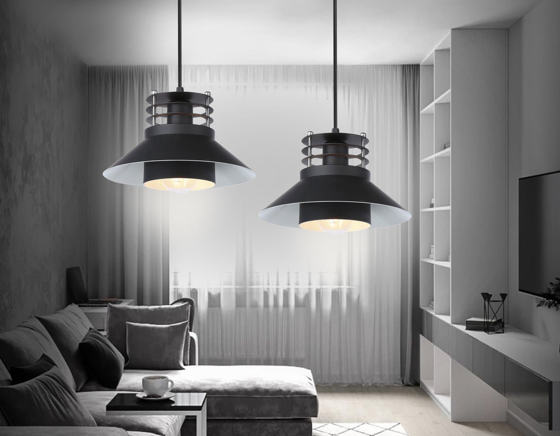 Ambrella Подвесной светильник в стиле лофт TR8172 BK черный E27 max 40W D203*940 — миниатюра 3