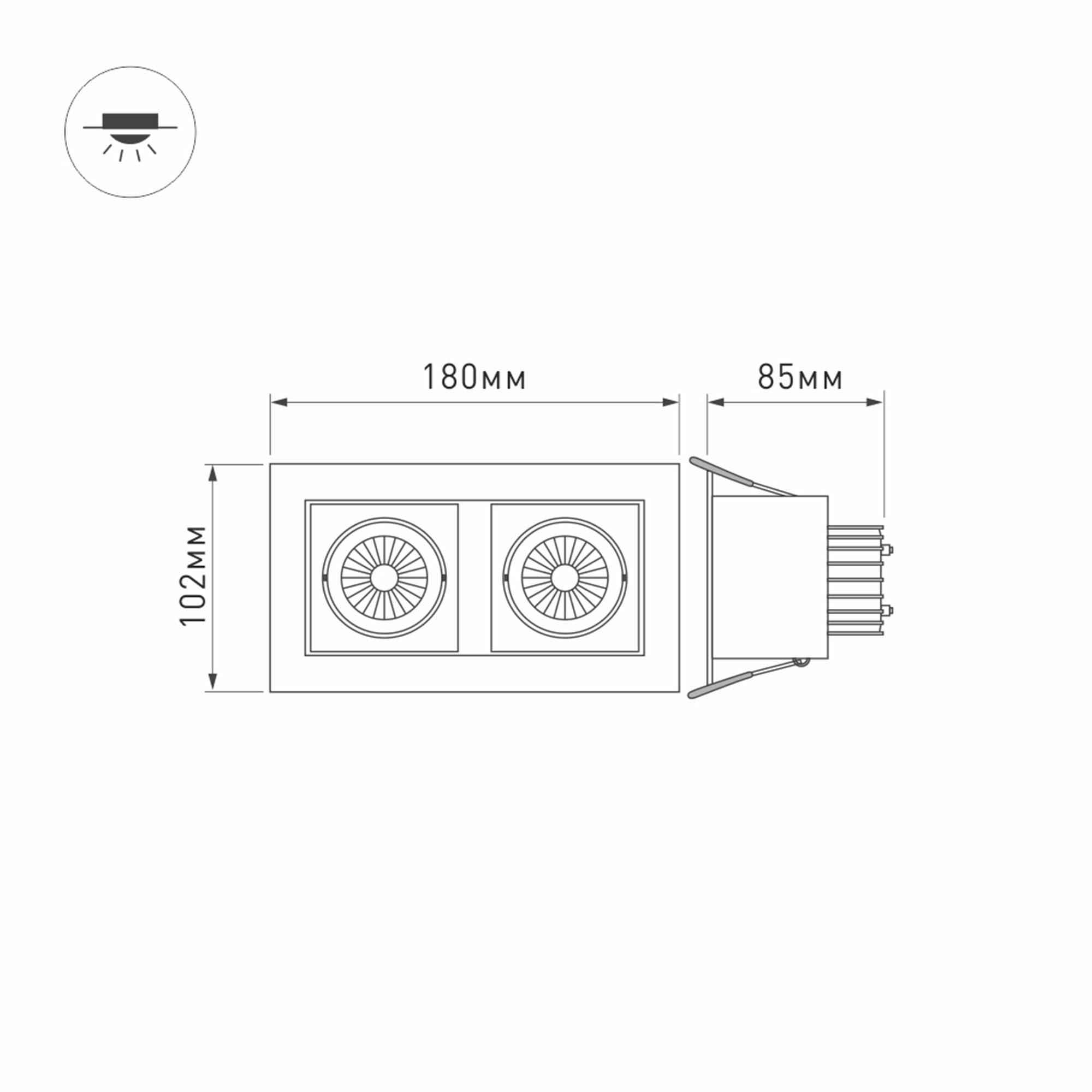 Arlight Светильник CL-KARDAN-S180x102-2x9W Warm (WH-BK, 38 deg) (IP20 Металл, 3 года) 024130 — миниатюра 2