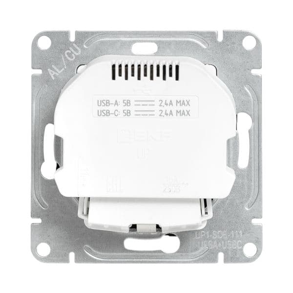 EKF Механизм розетки с USB-A+С - 2шт, 16А, с заземлением, со шторками, чёрный Эпика — миниатюра 7