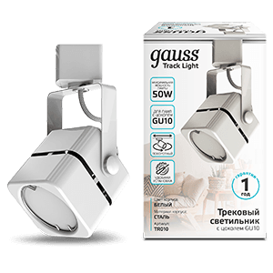 Gauss Светильник трековый куб GU10 220V IP20 60*145мм белый однофазный TR010