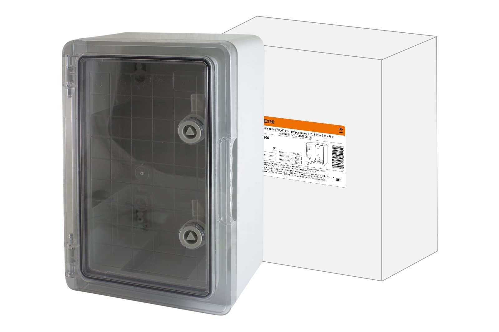 TDM Бокс пластиковый ЩМП-0-6, прозр., крышка ABS, IP65, -45 до +75 С, навесной, (500x400x180) SQ0933-0206