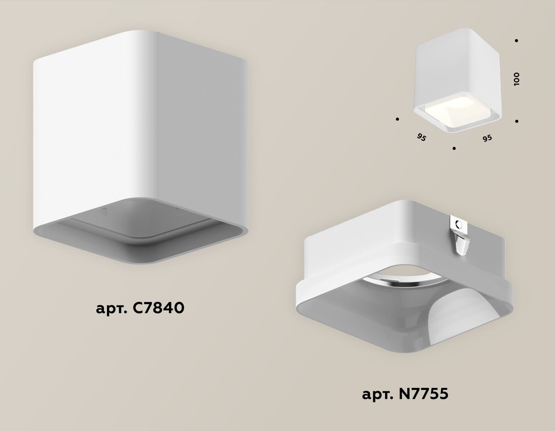 Ambrella Комплект накладного светильника с акрилом XS7840021 SWH/FR белый песок/белый матовый MR16 GU5.3 (C7840, N7755) — миниатюра 2