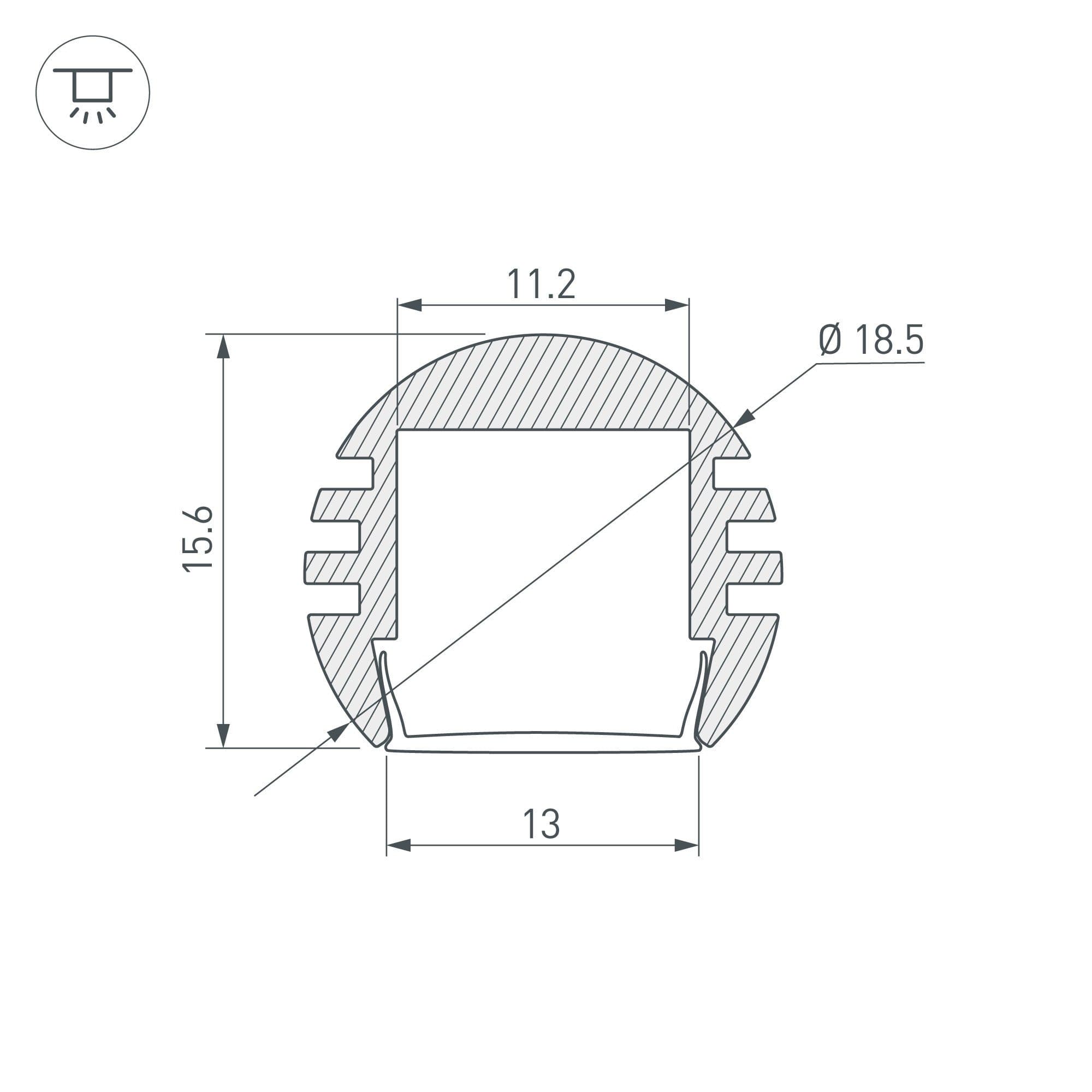 Arlight Профиль PDS-R-2000 ANOD (Алюминий) 012093 — миниатюра 2