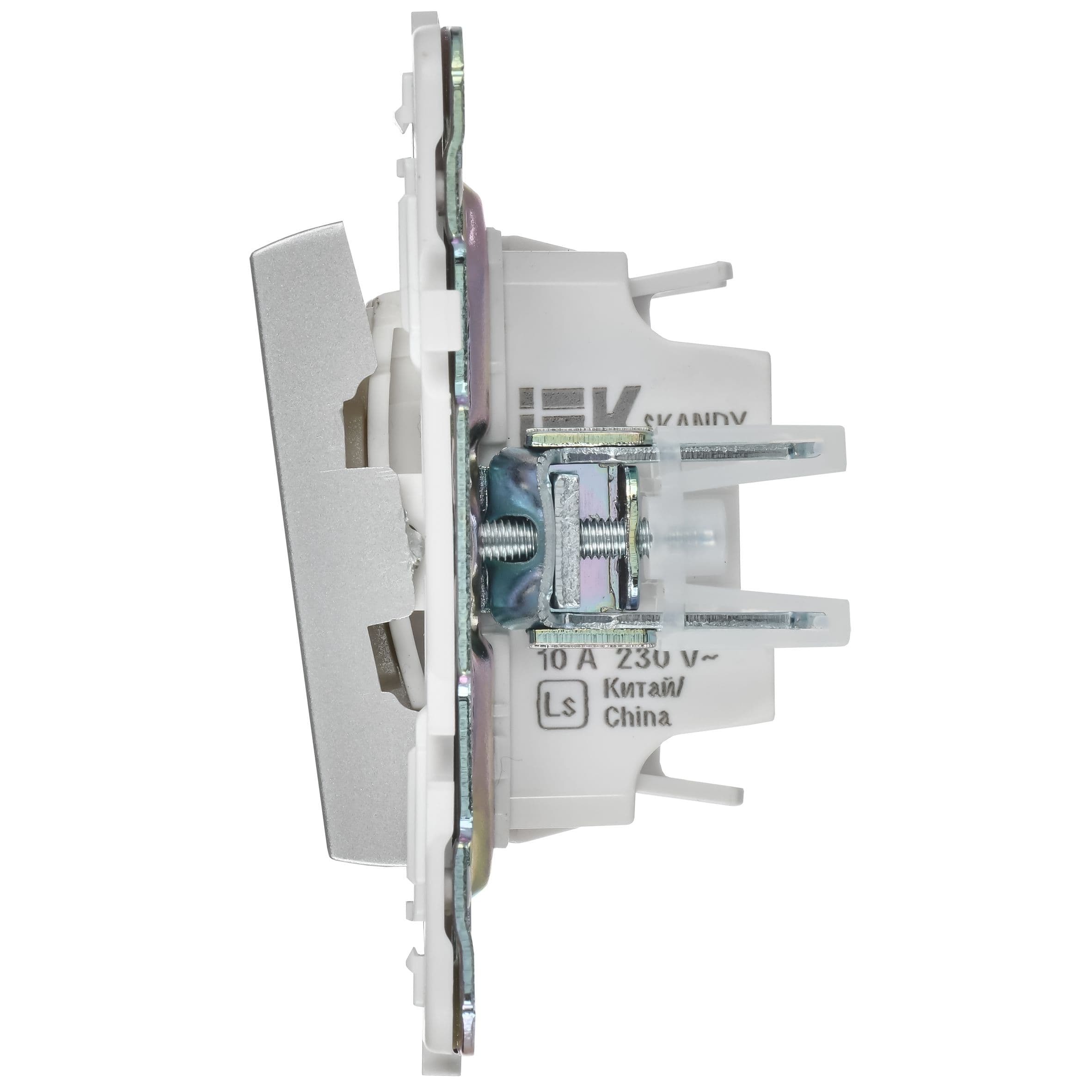IEK SKANDY Серебряный Выключатель 2-клавишный проходной 10А SK-V05S — миниатюра 5