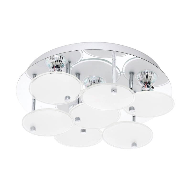 Eglo Светильник LED потолочный JURANDA, 4х3W(GU10), Ø330, нерж. сталь, хром/сатин. стекло, белый, прозрач. 95518