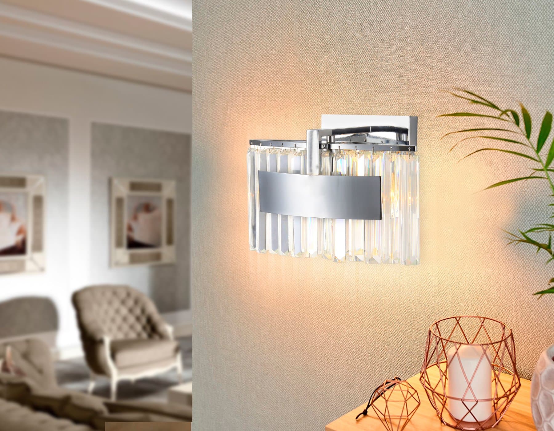 Ambrella Настенный светильник TR5094 CH/CL хром/прозрачный E14 max 40W 348*200*234 — миниатюра 3