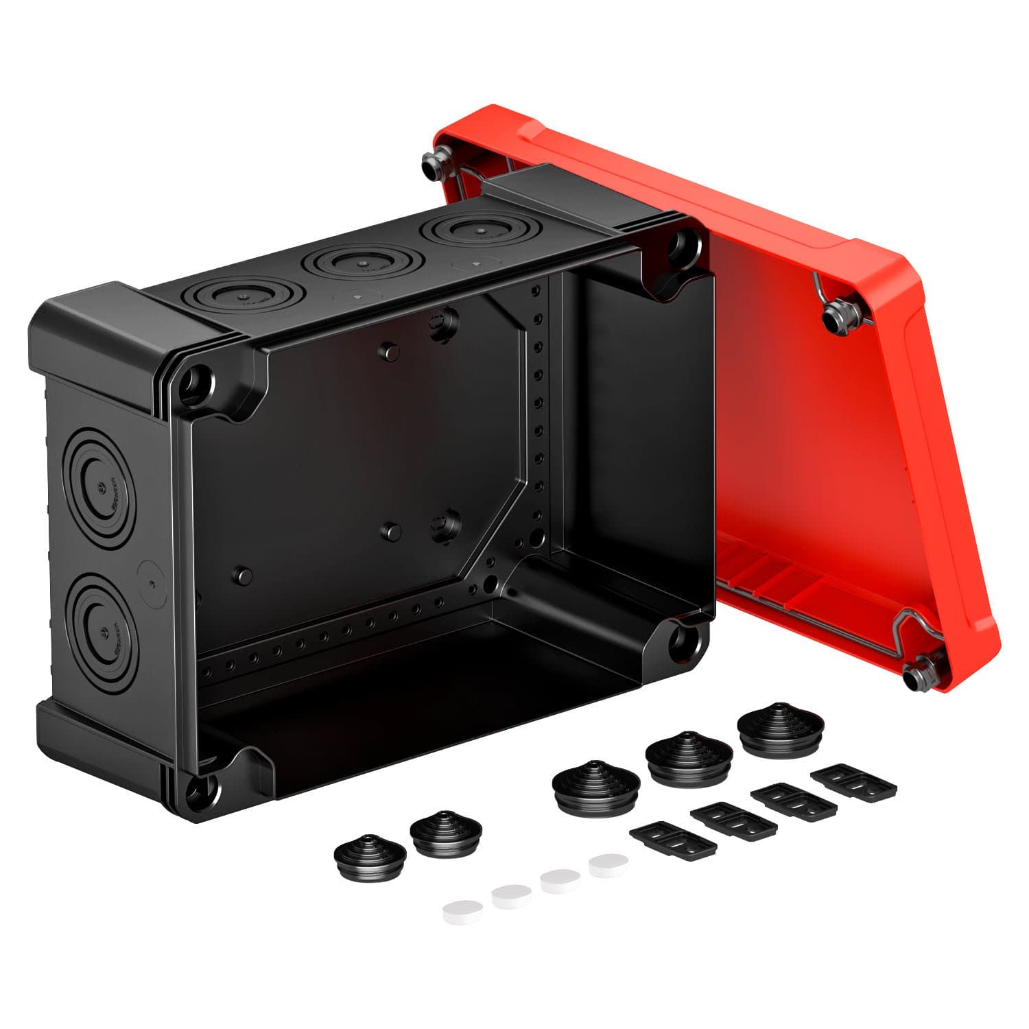 OBO Bettermann Распределительная коробка X25, IP 67, 286x202x126 мм, черная с красной крышкой 2005164 — миниатюра 1