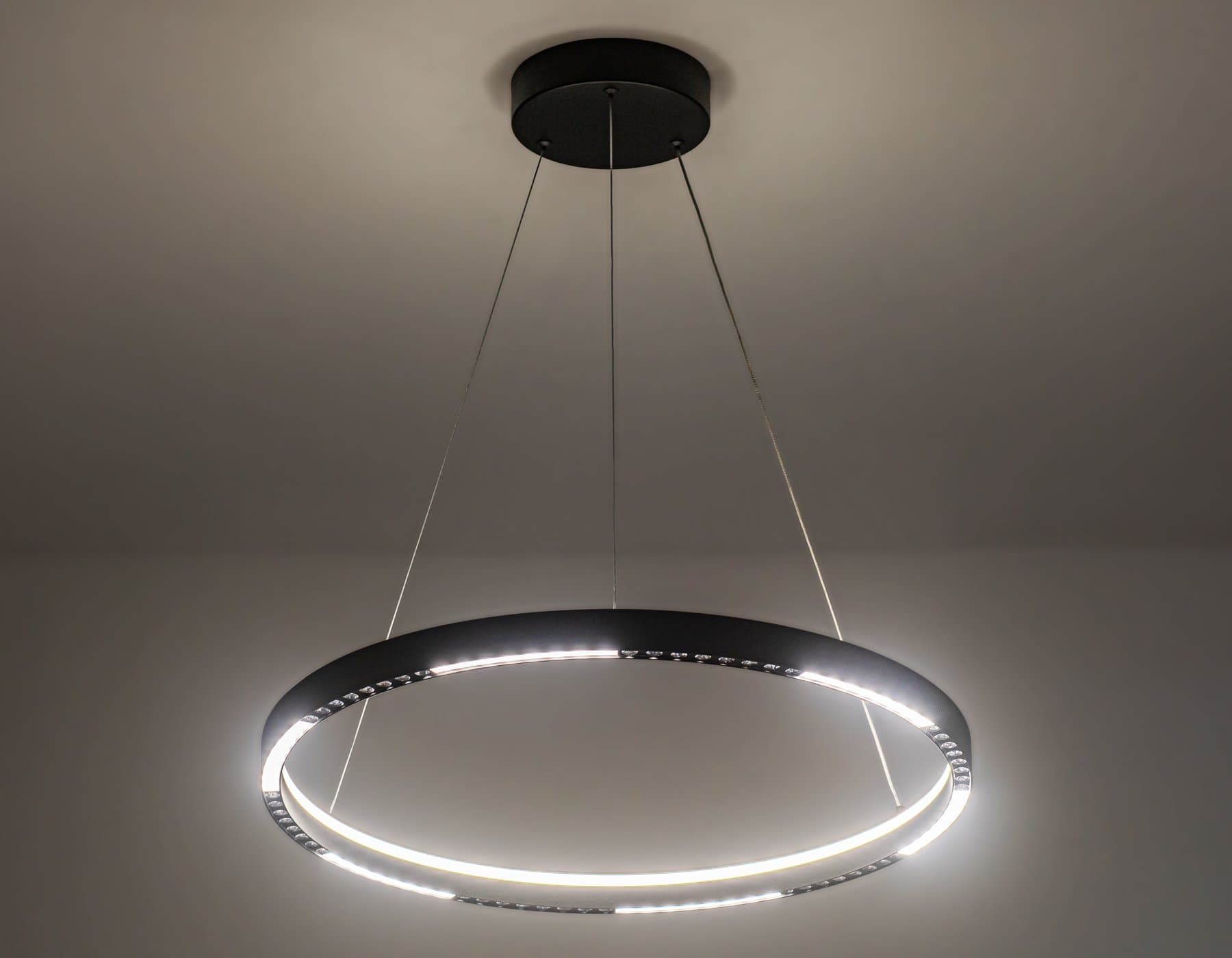 Ambrella Светильник подвесной светодиодный FL5852 BK черный 35W 3000K/4200K/6400K D600*600 (без ПДУ) — миниатюра 3