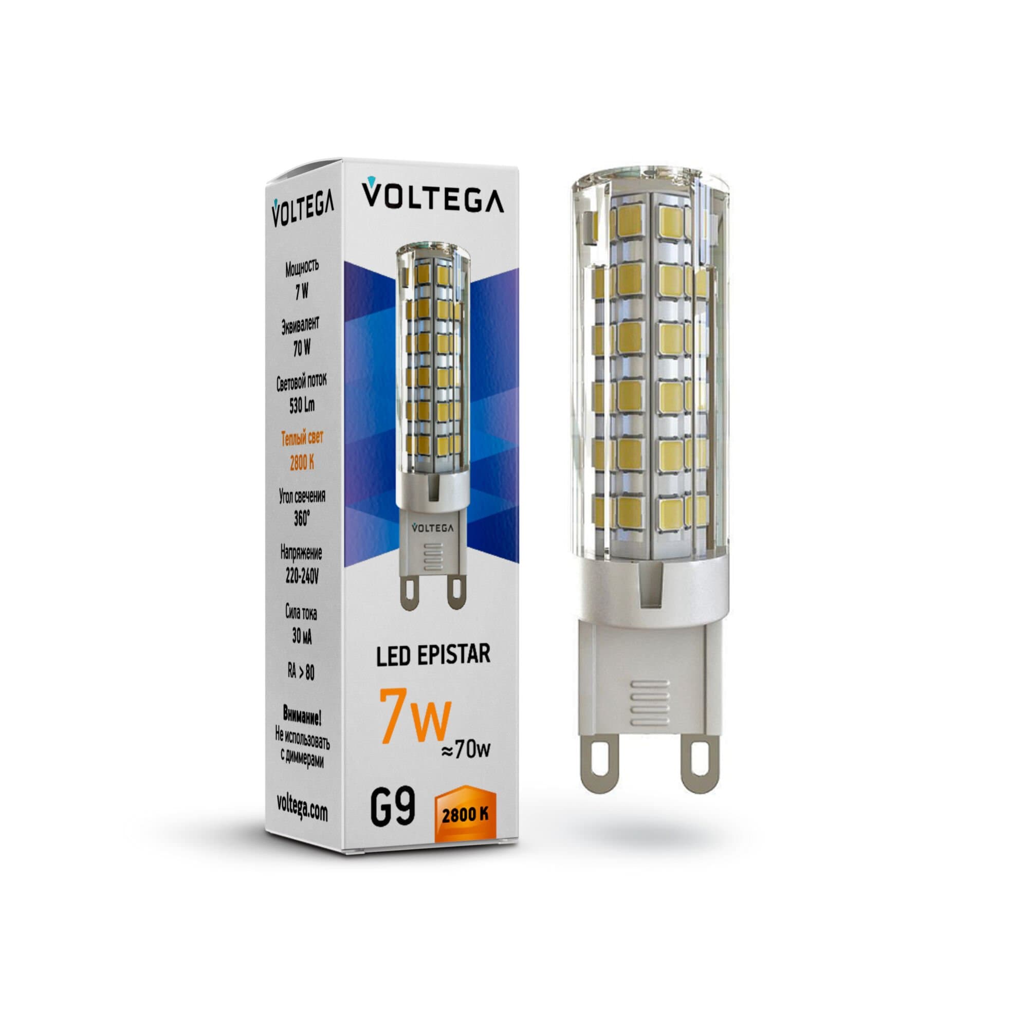 Voltega VG9-K1G9warm7W Капсула G9 2800К 7W 7036