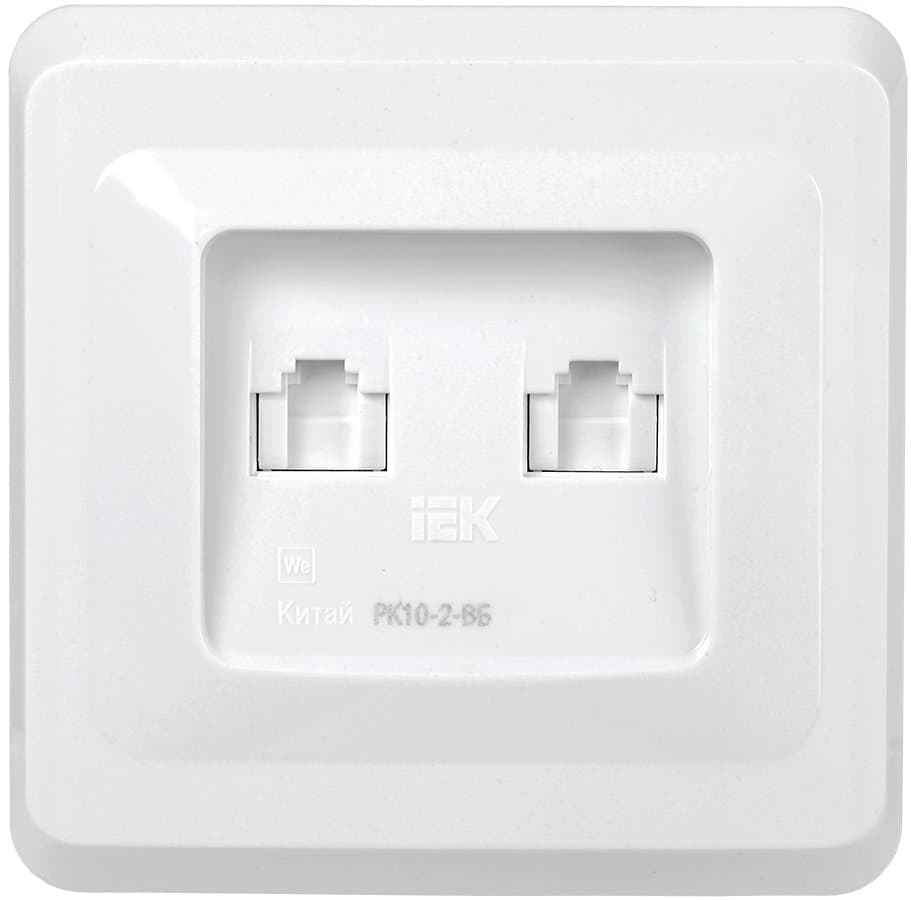 IEK VEGA РК10-2-ВБ Розетка 2-ая комп. RJ45 Cat5e ВЕГА белый