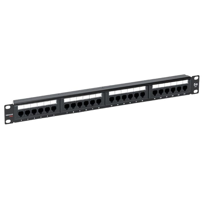 EKF Патч-панель TERACOM PRO 19'' Cat.5E 1U неэкранированная UTP 24 порта RJ-45 Dual IDC с органайзером