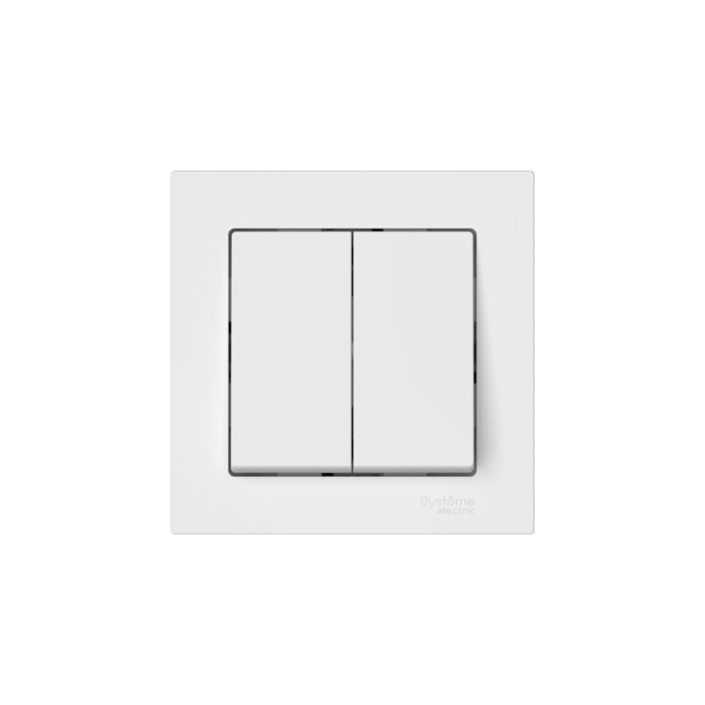 Systeme Electric AtlasDesign Белый Выключатель 2-клавишный, сх.5, 10АХ, в сборе, быстрозажим. клем. — миниатюра 3