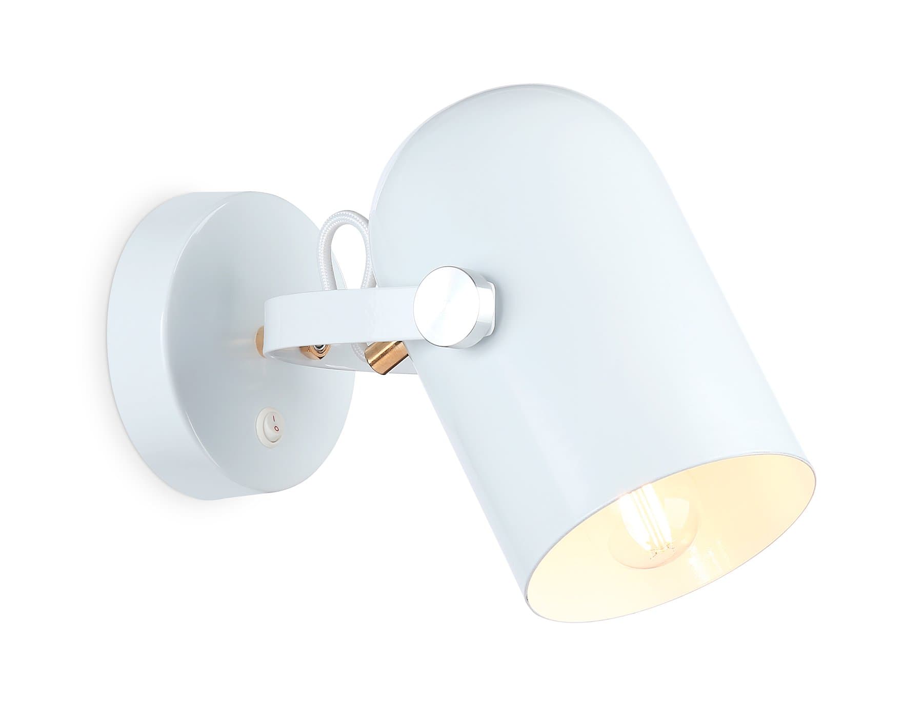 Ambrella Накладной спот с выключателем в стиле лофт TR8202 WH белый E27 max 40W D117*280 — миниатюра 1