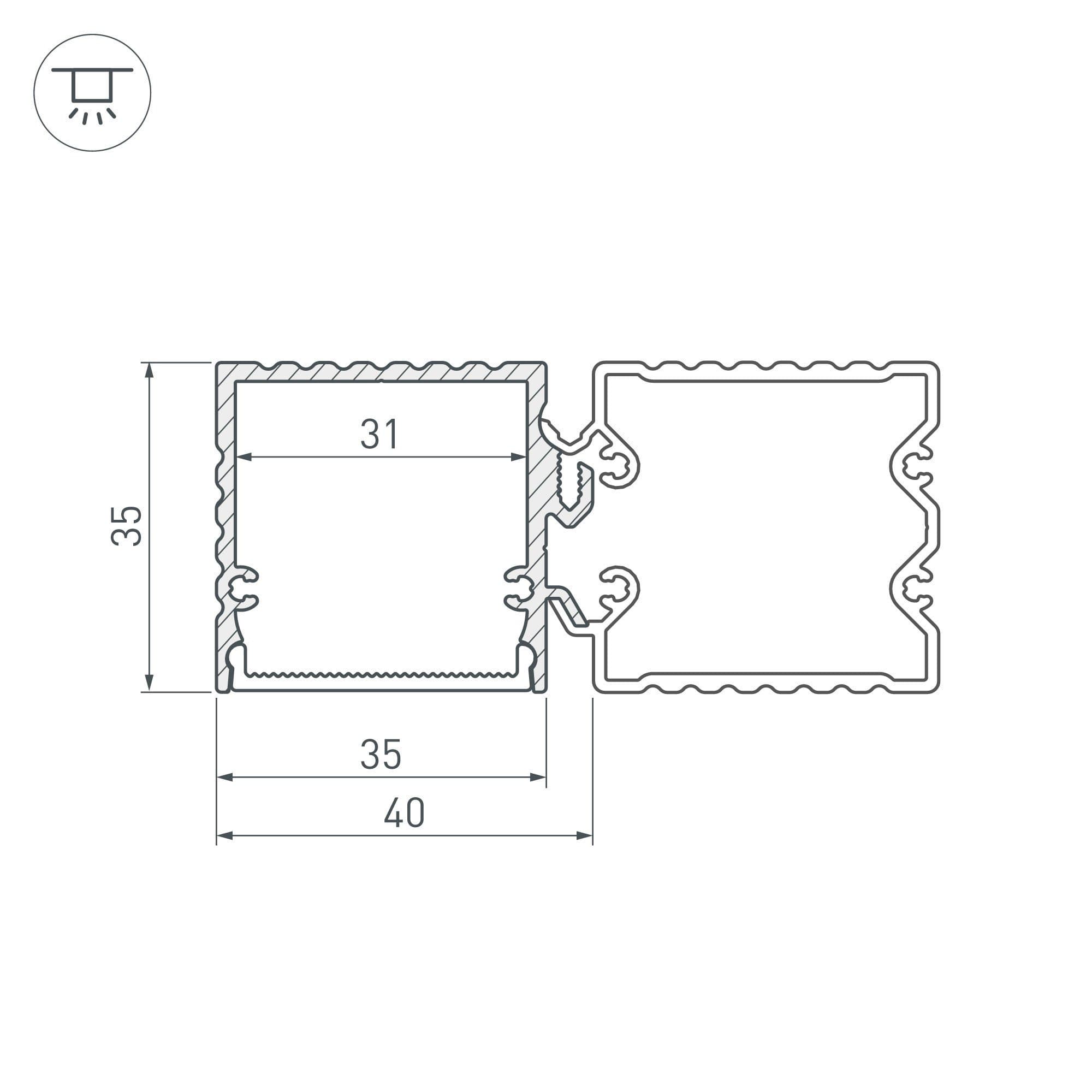 Arlight Профиль с экраном ALU-BASE-PW35S-2000 ANOD+FROST AG (Металл) 021947 — миниатюра 4